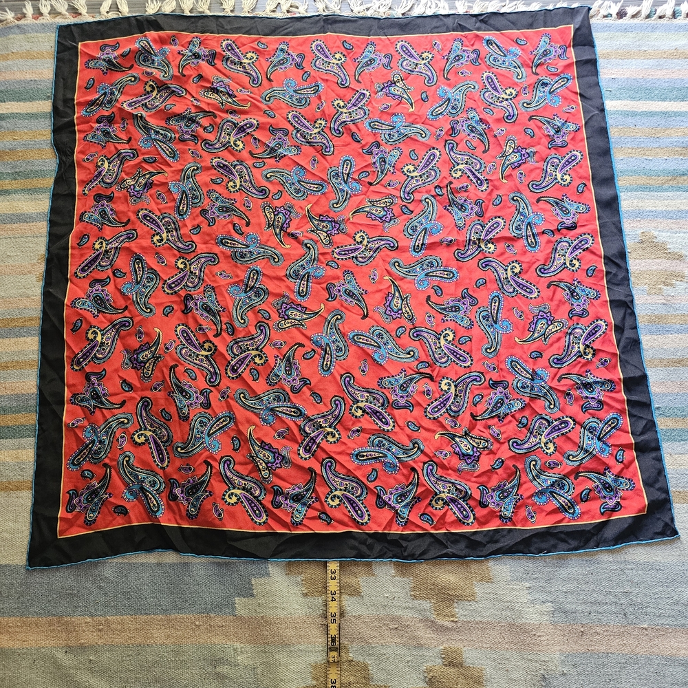Vintage Red and Black Paisley Scarf